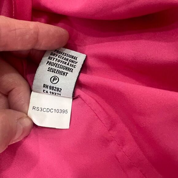 Tibi Silk Chiffon Crochet Trim Blouson Raspberry Red Dress - Picture 10 of 11